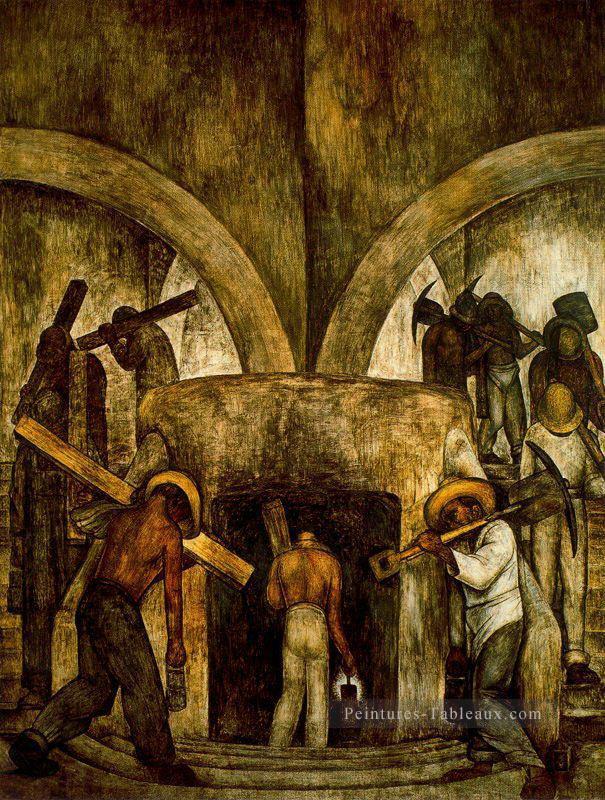 entrée dans la mine 1923 Diego Rivera Peintures à l'huile